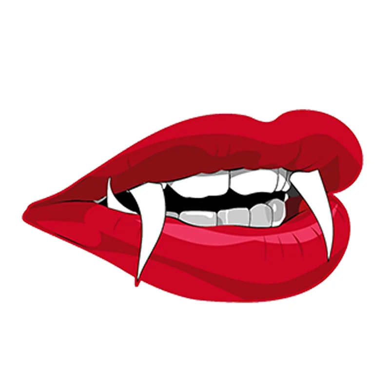 

13cm Car Styling Vampire Lips Car Sticker Bloody Hard Hat JDM Bumper Helmet Laptop Waterproof Car PVC Accessories