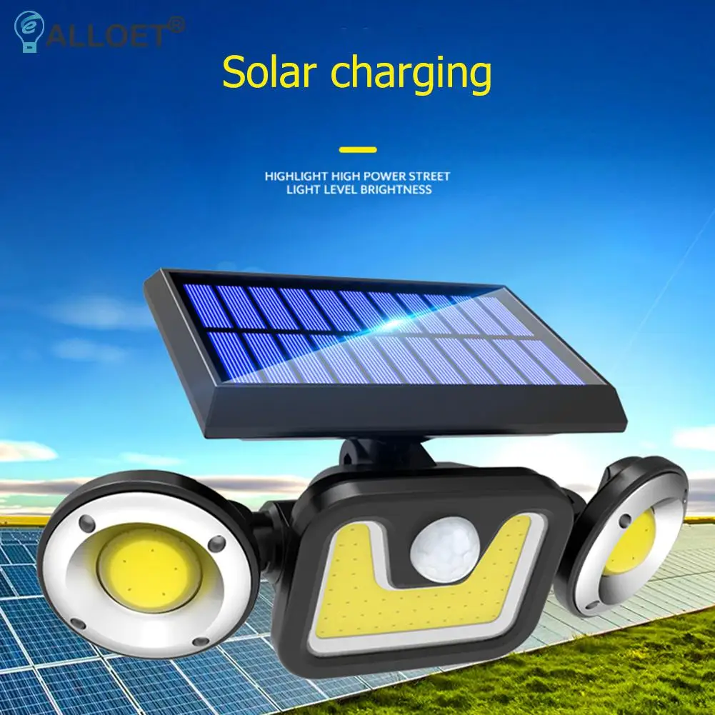 

Durable Multi-functional 3 Heads 83 COB LED Rotation Wall Light Outdoor Yard Practical Motion Sensor Security Lamp