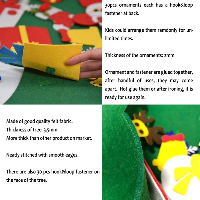 

DIY Felt Christmas Tree Decoration with 30 Ornaments Kids New Year Gifts Party