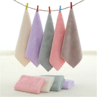 2525cm solid fast dry coral velvet towel wholesale home cleaning kitchen towel super absorbent baby face hand towel