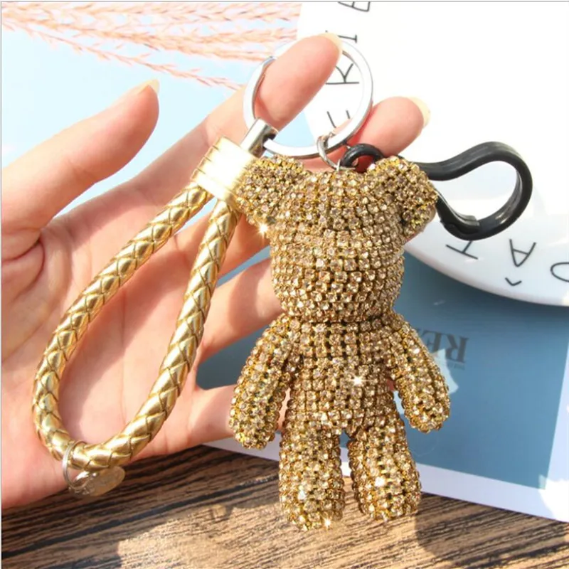 Полная фотография оригинальная Бриллиантовая кукла с милым медведем подвеска