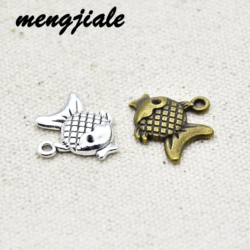 

15pcs Wholesale Two Color Fish Charms Alloy Metal Animals Pendants For DIY Handmade Jewelry Accessories Making 18*17mm