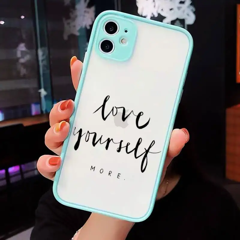 

Love yourself line letter Phone Cases matte transparent For iphone 7 8 11 12 plus mini x xs xr pro max cover