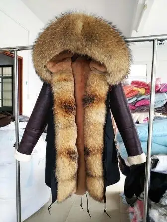 2 Пальто из натурального меха длинная парка зимняя куртка женская из натуральной овчины кожаная заклепки рукава искусственная подкладка из кролика верхняя одежда уличная - Цвет: 2