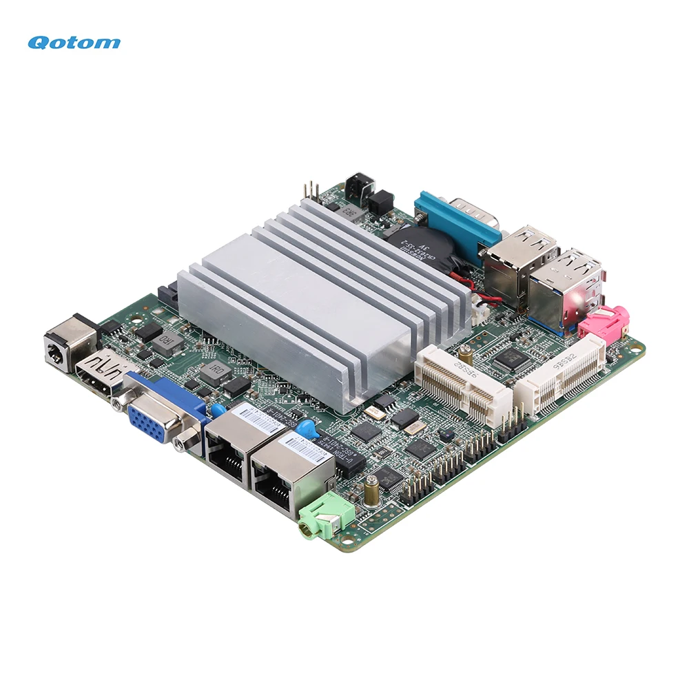 Qotom Mini ITX Motherboard with Bay Trail Processor Onboard, Quad Core 1.86 GHz, Dual LAN Motherboard DC 12V