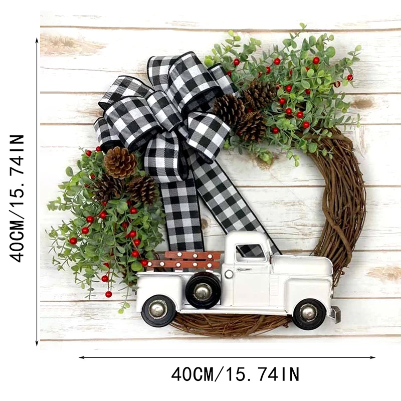 

Christmas Bows Door Hanging Truck Wreath Garland Solar Term Day Atmosphere Ornaments Red Fruit Garland New Year Xmas Tree Gifts