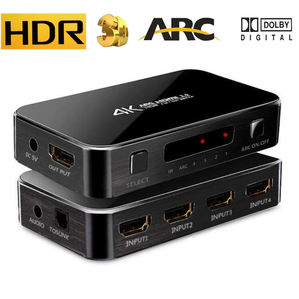 4K 60 Гц HDMI 2 0 переключатель с аудио выходом ARC 4X1 toslink HDR 4K/60 5 в 1 выход для PS4 apple tv|hdmi