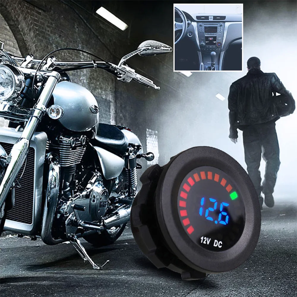 DC 12V Универсальный Автомобиль Мотоцикл лодка светодиодный цифровой вольтметр