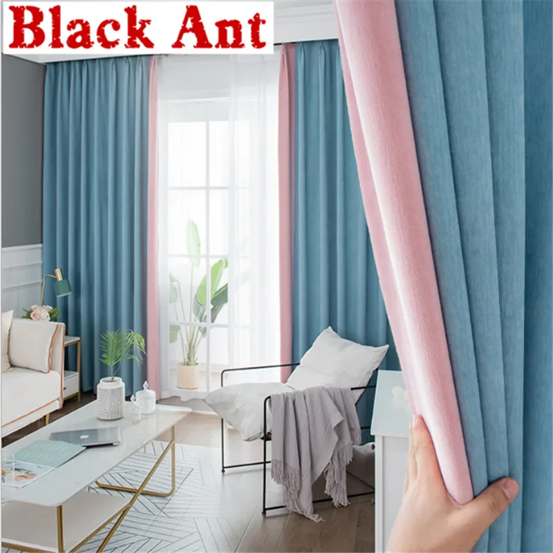 

Chenille Stitching Curtains Blackout For Living Room Sheer Curtain Bedroom Window Blinds Drape Modern Soft Curtains X-JD868#30