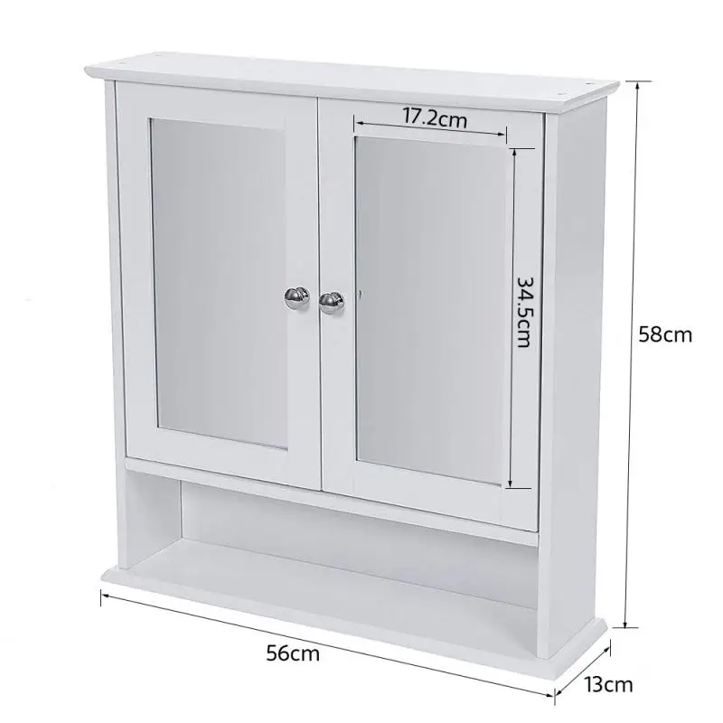 

Multifunctional Storage Shelf Bathroom Mirror Cabinet With Two Doors Wall Mounted Toilet Washstand Mirror Bathroom Cabinets HWC