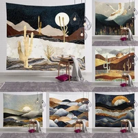 nordic decoration accessories gold plated landscape painting tapestry wall hanging living room decoration crafts 100 polyester