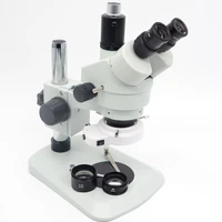 free shipping 3 5x 90x table pillar stand zoom magnification trinocular stereo microscope 144 led