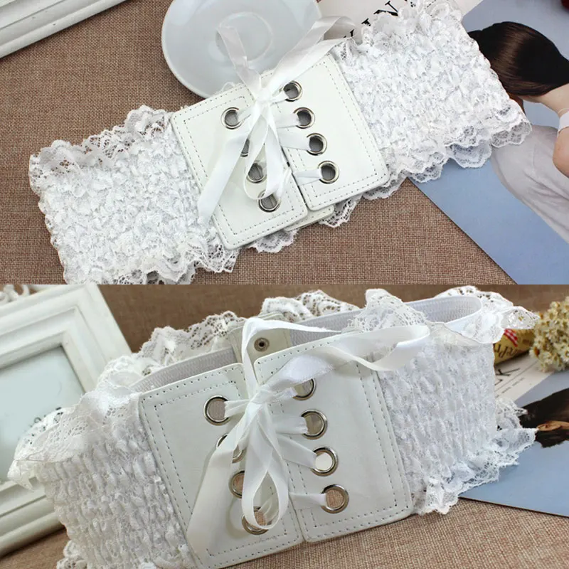 

Women Ladies Fashion Stretch Belt Lace Dress Elastic Buckle Wide Dress Corset Waistband