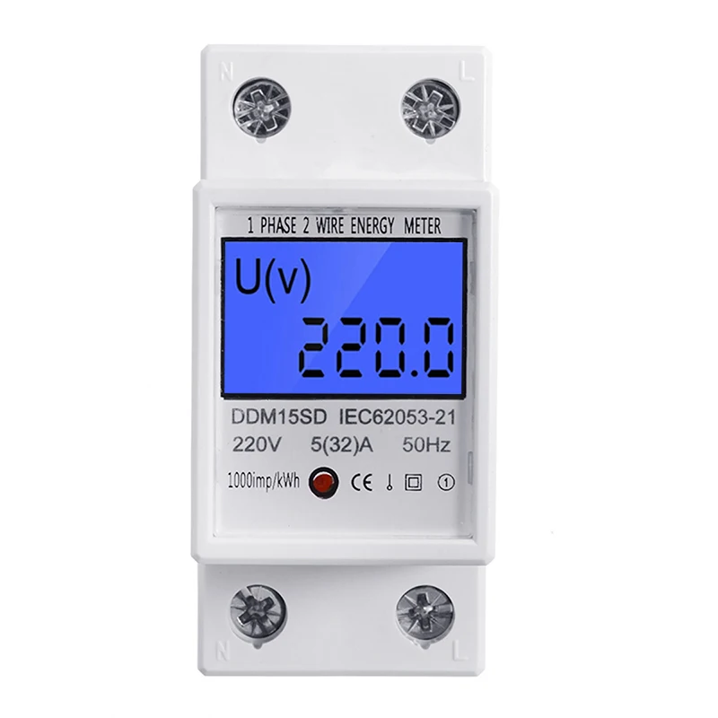 1Pc Energy Meter KWH-Watt Electric 1 Phase Approved Consumption Smart For DIN rail 5 (32) A 230V | Инструменты