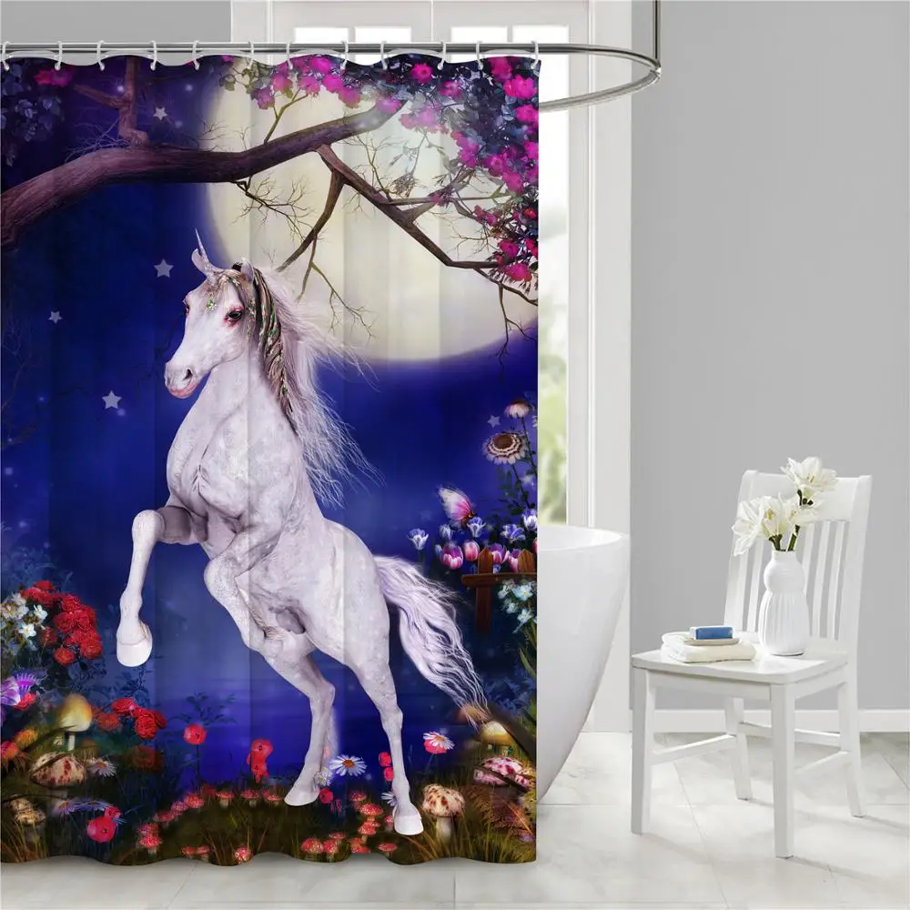 

Waterproof Shower Curtain 3D Digital Shower Curtain Cloth Bathroom Partition Curtain Polyester Heathly Materials Hot Sale
