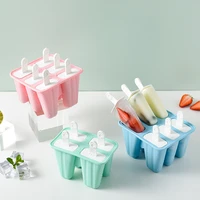food safe silicone ice cream molds 4 cell frozen ice cube molds popsicle maker homemade freezer lolly mould with free sticks