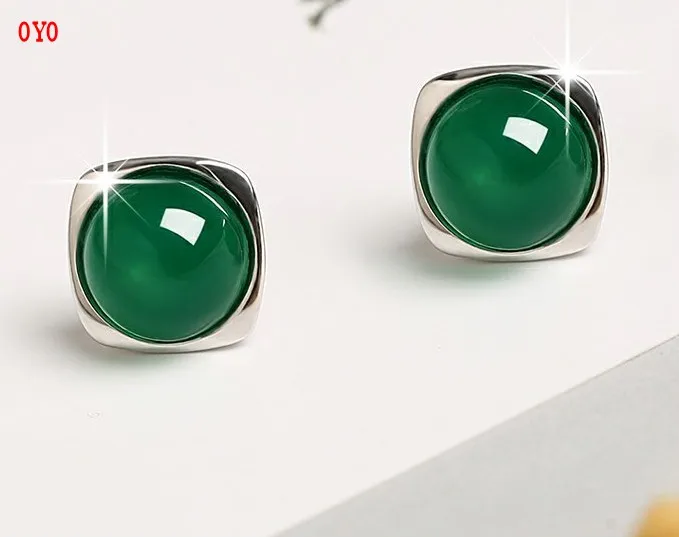 

2021 new S925 sterling silver inlaid agate earrings