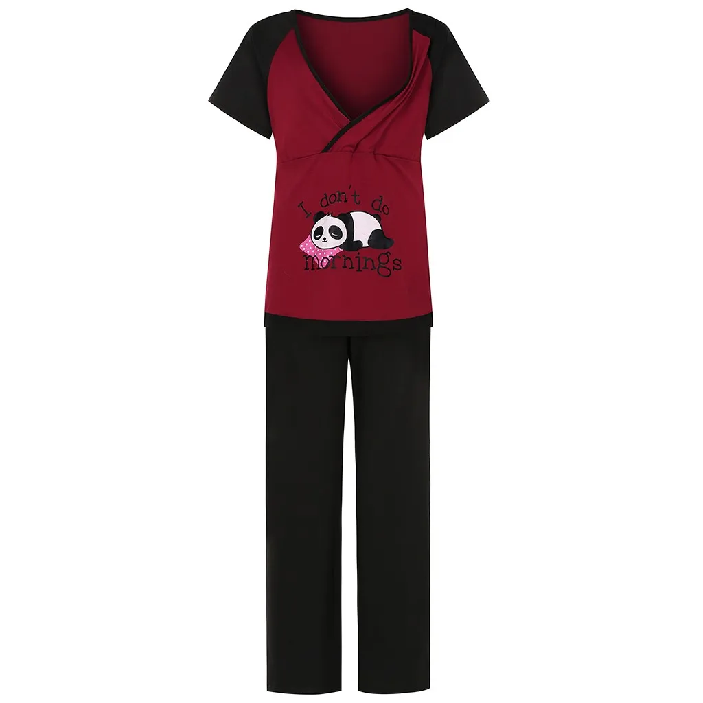 

Women Maternity Pajamas Set Nursing Baby T-shirt Tops+pants Pajamas Set Suit Short Sleeve Summer Sleepwear Maternity Pajamas Set