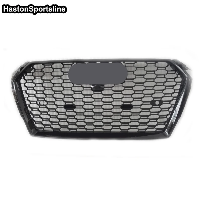 

For RS4 Style Front Sport Honeycomb Hood Grill Gloss Black for Audi A4 B9 S4 Sline 2016-2020 Car Styling Accessories