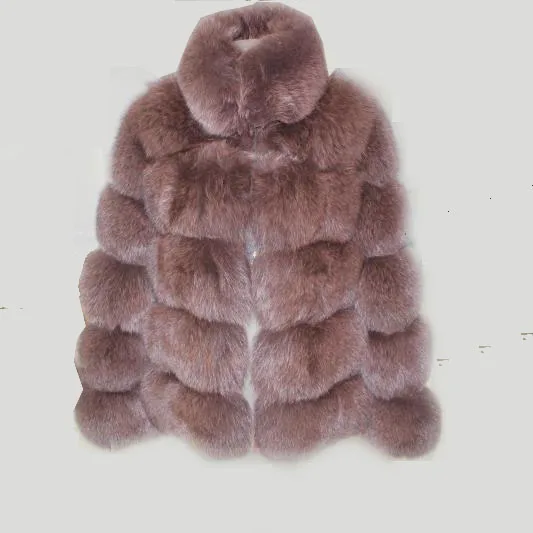 Linhaoshengyue  Real Fox Fur   Coat  with Stand Collar Women Fox Fur Coat