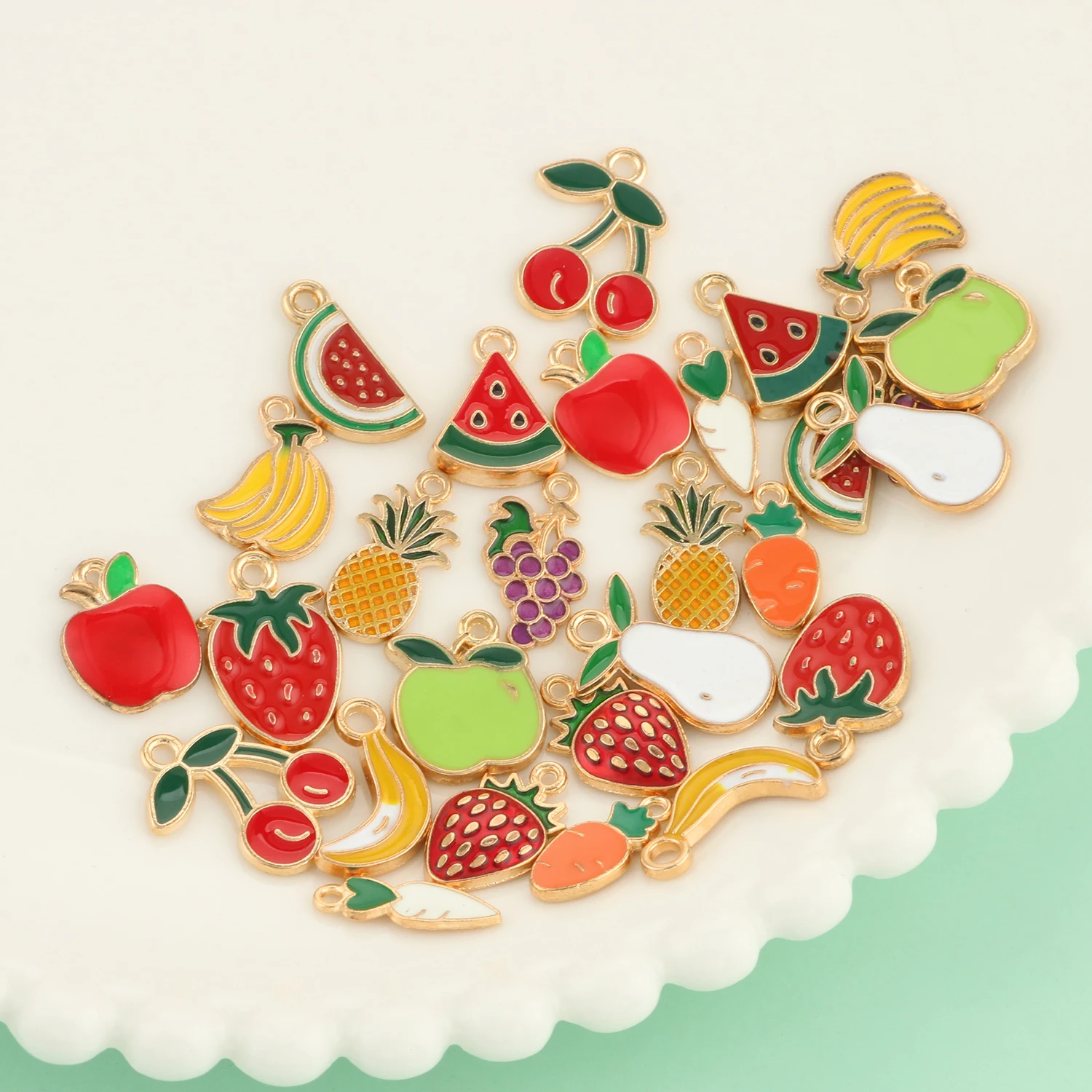 10 шт./лот милые эмалевые подвески для сережек ожерелье с фруктами клубника арбуз