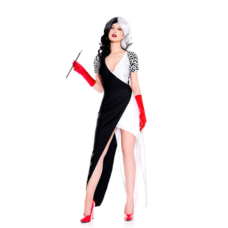 Новое длинное платье Cruella de Vil поступление контрастных цветов клоун цирковой ужас