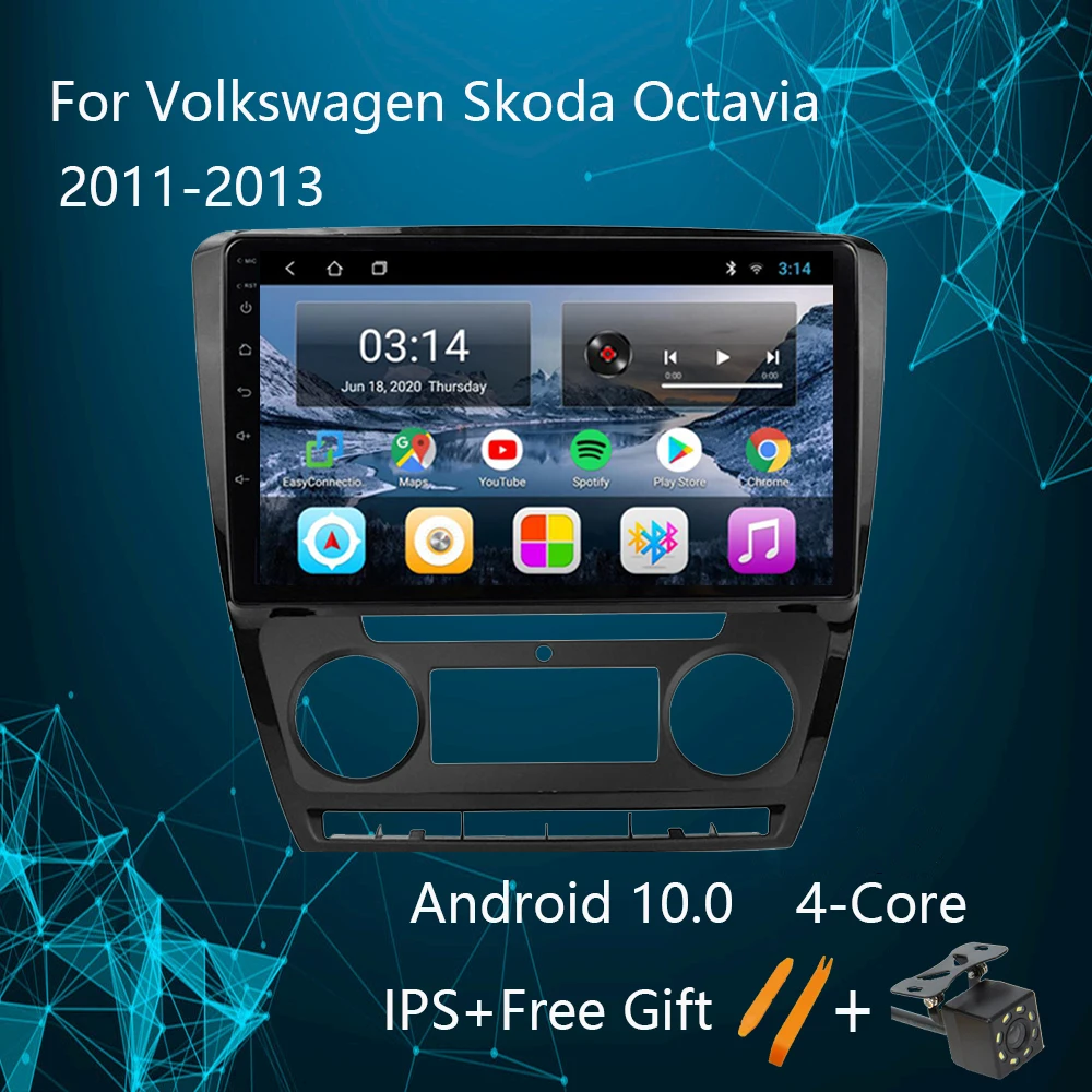 Автомагнитола на Android 10 для Volkswagen Skoda Octavia 2 A5 2011 2013 мультимедийный видеоплеер