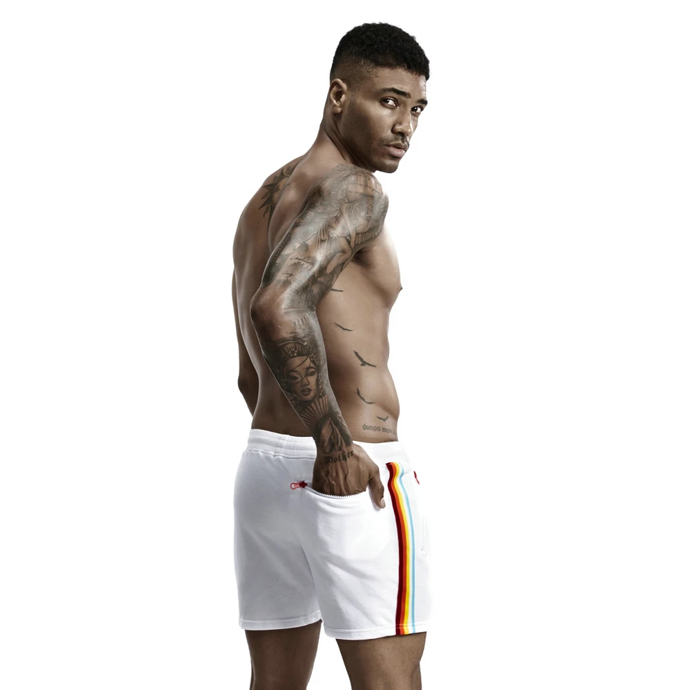 Men's Summer Home-wear Casual Shorts Rainbow Striped Comfortable Sweatpants Jogger Fitness Trousers Sexy Men Hot Sell | Мужская