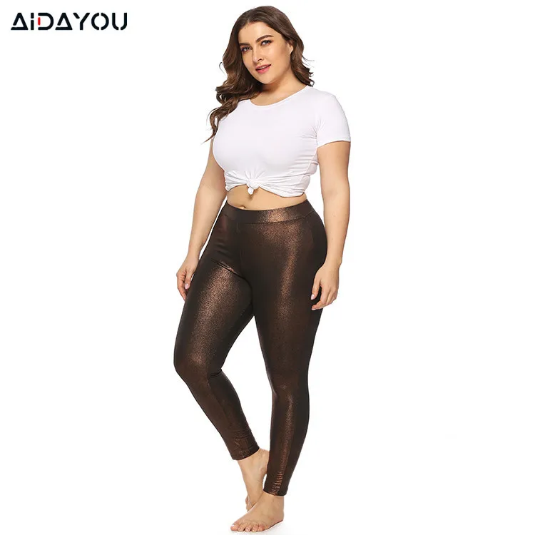 Женские леггинсы размера плюс однотонные модные сексуальные облегающие 5XL с