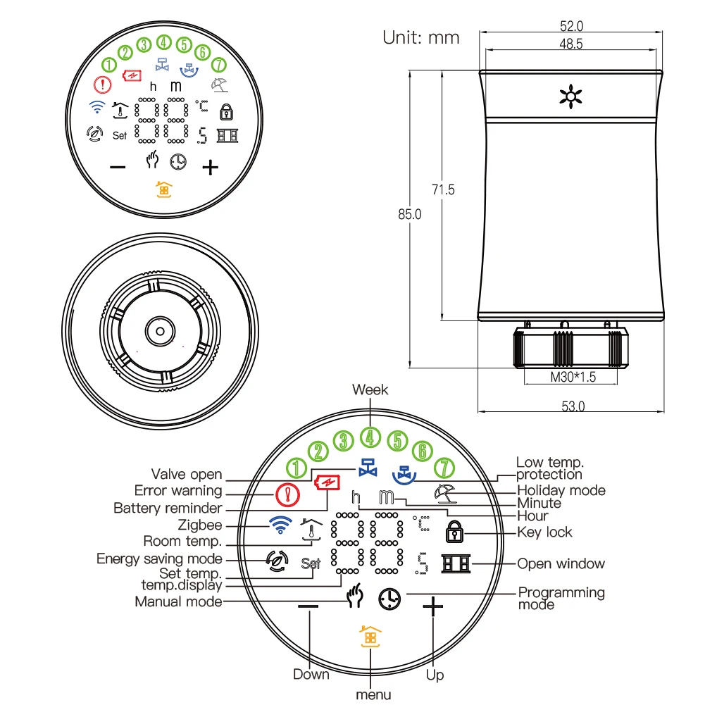 

Moes Tuya ZigBee3.0 New Radiator Actuator Valve Smart Programmable Thermostat Temperature Heater TRV Alexa Voice Control