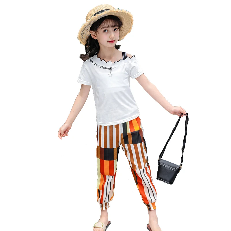 Одежда для маленьких девочек летние детские комплекты футболка с короткими