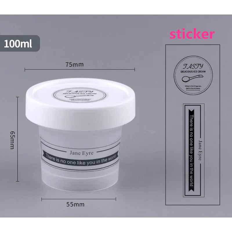 cup lid sticker 10 шт. китайская сетчатая красная коробочка для мороженого, йогурта, пудинга, чашки, вечерние, на день рождения, для мороженого, матовая пластиковая прозрачная чашка с крышкой - Цвет: cup lid sticker
