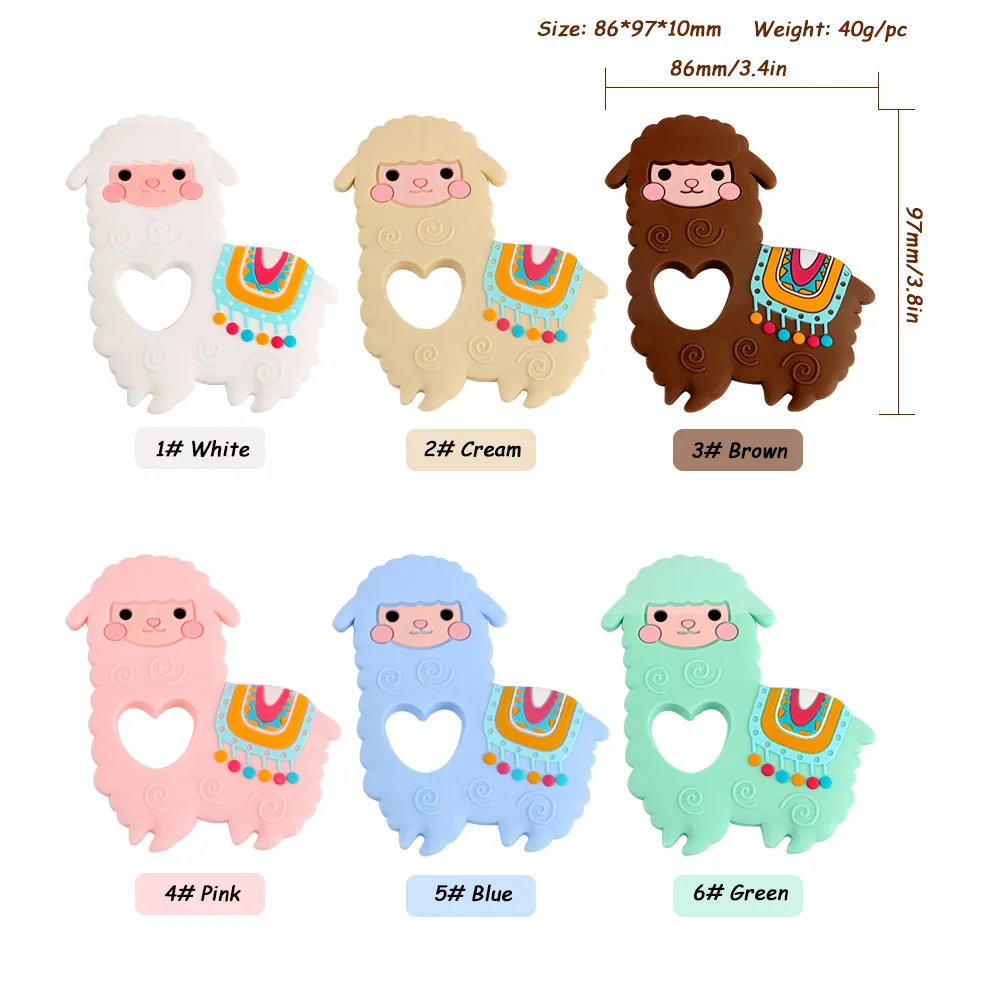 Kovict-mordedor de silicona de Alpacas para beb&eacute;, mordedor Molar de Animal, cadena de chupete, accesorios de joyer&iacute;a masticables, juguetes de lactancia, 1 ud.-4