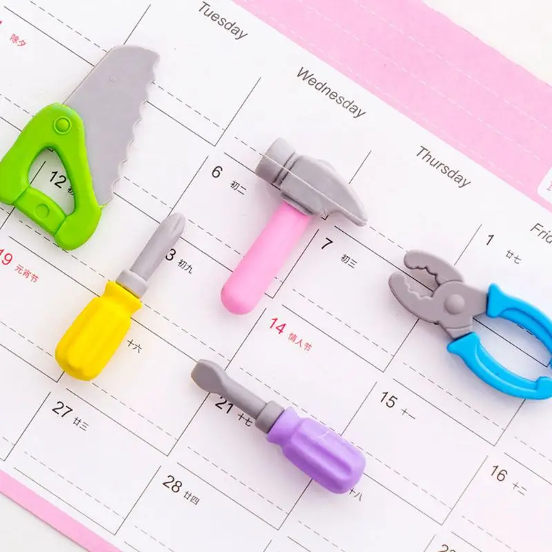 

5pcs/set Creative Tool Series Pencil Rubber Eraser School Student Korean Stationery Correction Supplies For Kids Gifts 1XCE
