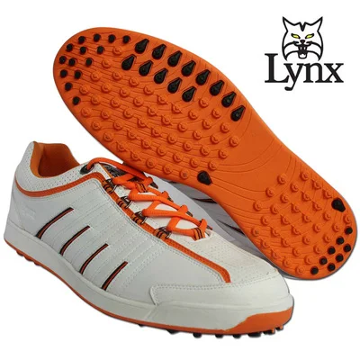 Оранжевый LYNX мужские профессиональное микроволокно обувь для гольфа мужские Нескользящие мягкие подошвы ультра-легкие фиксированные ногти спортивная обувь кроссовки для гольфа - Цвет: Оранжевый