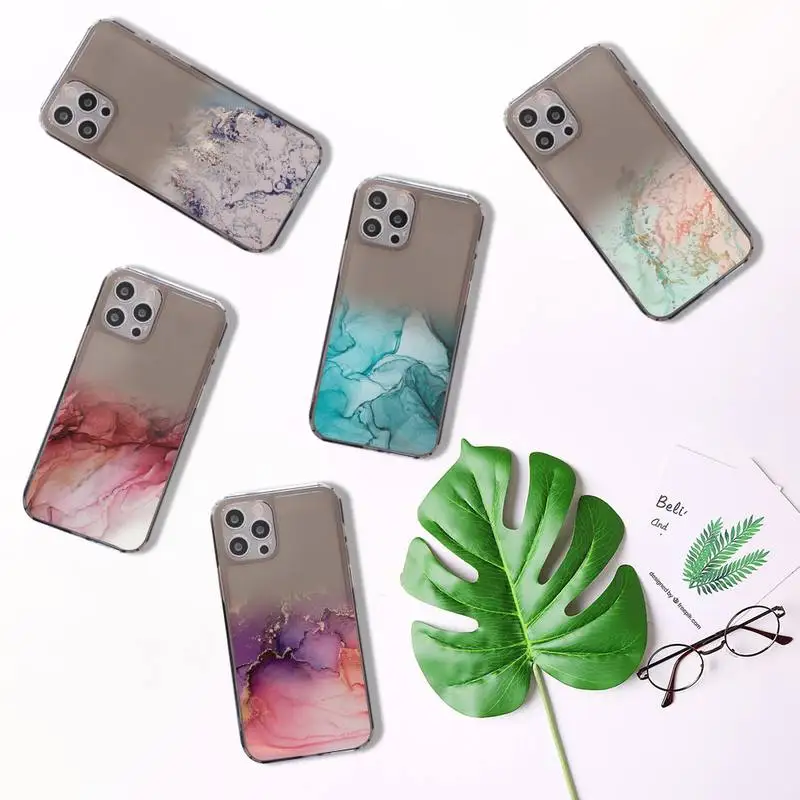 

Marble Gradient luxury art Phone Case For iPhone 7 8 11 12 X XS XR MINI Pro Max Plus Retro Black Grey clear transparent