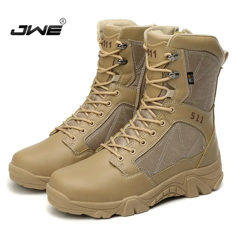 

Men's Tactical Boots, High-top Hiking Shoes, Outdoor Anti-collision Zipper, Waterproof, Non-slip, Wear-resistant Military Boots