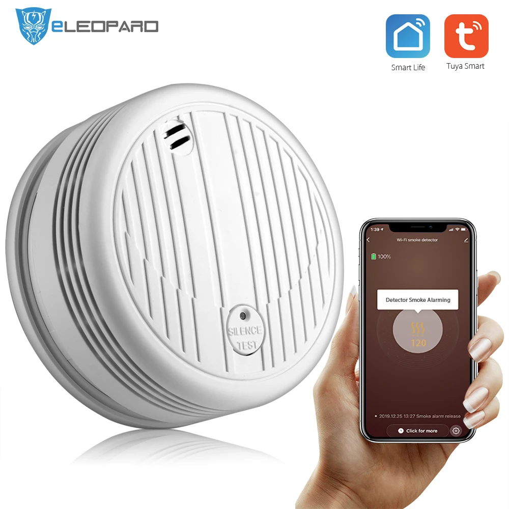 ELEOPARD Wifi Smoke Detector Sensor Highly Sensitive For smart Life app control Power by Tuya | Безопасность и защита
