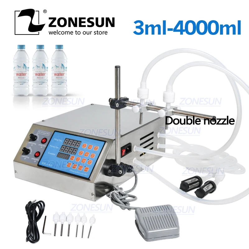 ZONESUN разливочная машина 3-4000 мл двойная насадка Электрический цифровой