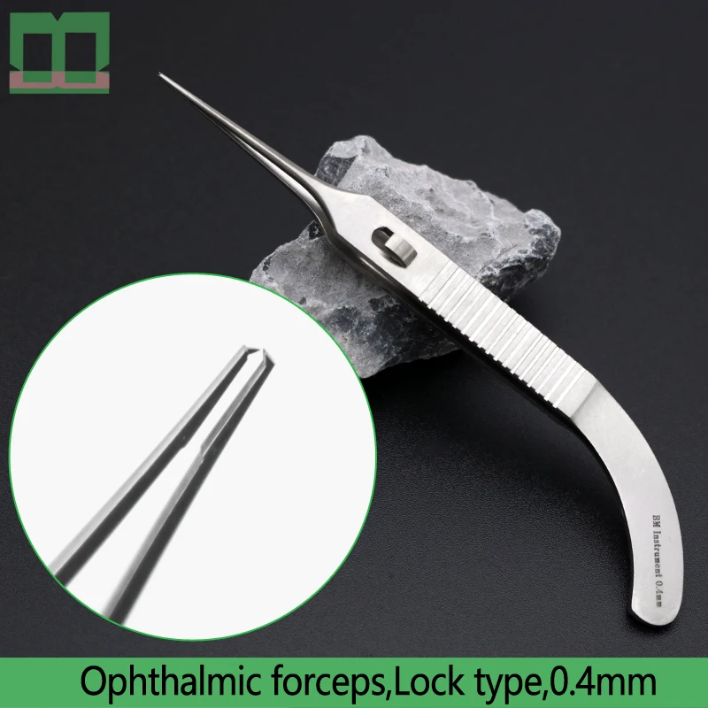 Fórceps Oftálmico Reto Dentado 0.4 mm Instruhomemtos Oftálmicos Ferramentas Médicas tipo Trava Aço Inoxidável