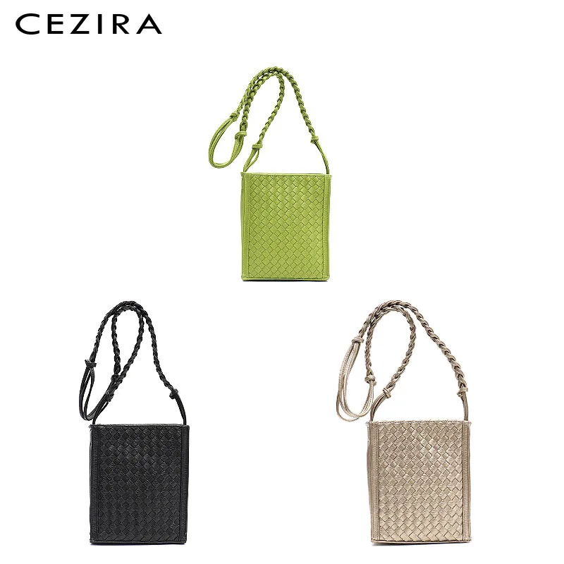 CEZIRA модная женская сумка из искусственной кожи ручной работы плетеная