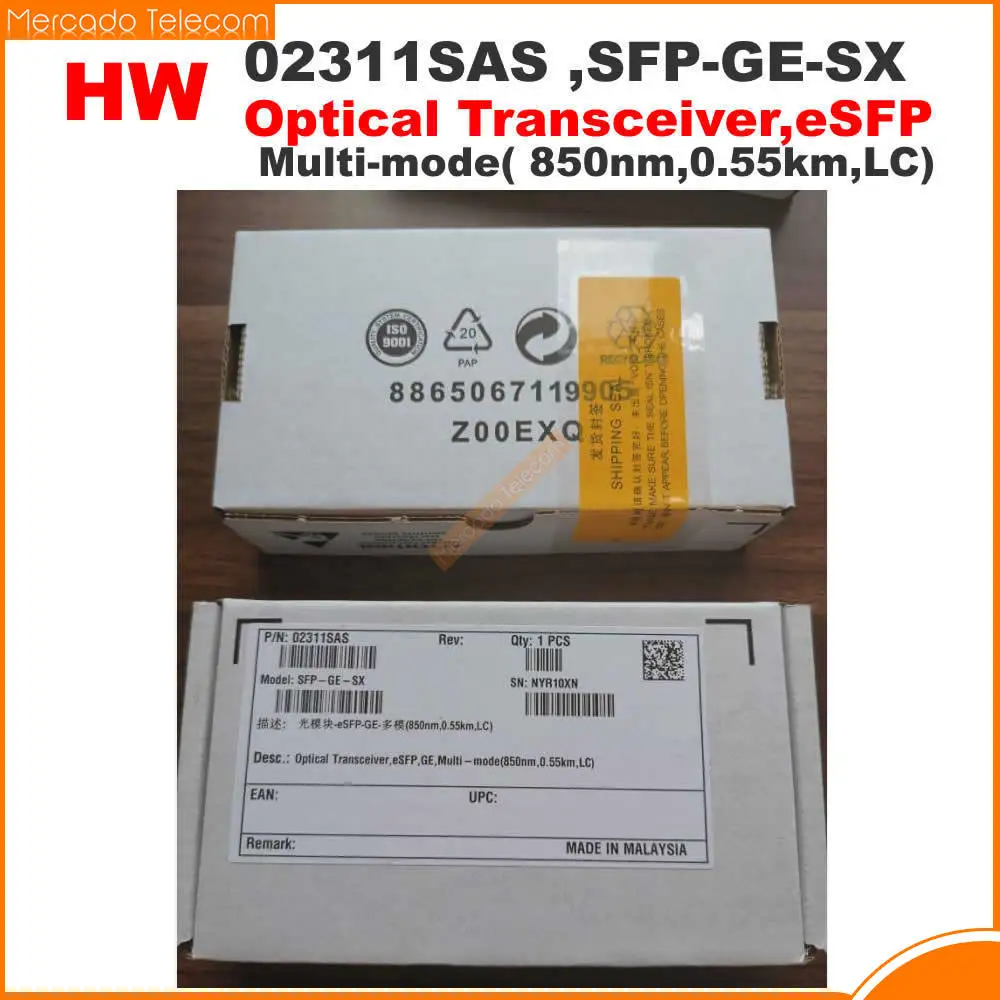 

Original HW 02311SAS SFP-GE-SX Gigabit 1.25G 850nm 0.5km LC Optical Module ​Optical Transceiver,eSFP,GE,Multi-mode