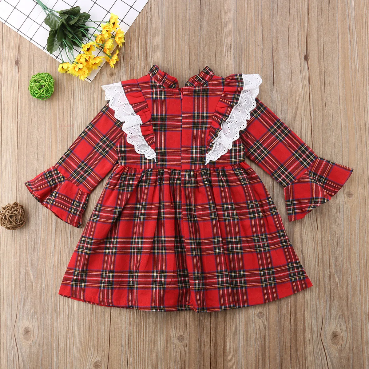 Рождественская Одежда для новорожденных девочек Красный Клетчатый Комбинезон