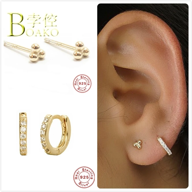 Серьги Серебряные в стиле панк для женщин маленькие украшения хряща уха