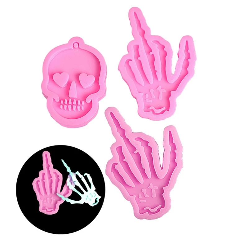 

2Pcs Skull Hand Skeleton Hand Epoxy Resin Mold Kit Ghost Hand Keychain Pendant Silicone Mold Craft Jewelry Making Tools