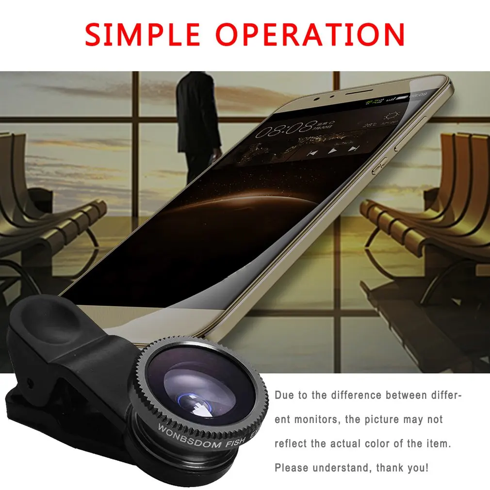 

3 in 1 Fish Eye+Wide Angle+Macro Clip On Camera Lens Set for Mobile Phone Tablet Phone Camera Accessories