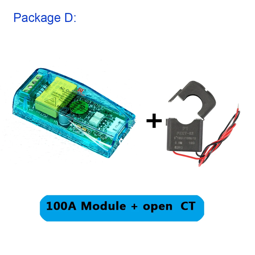 Package D AC цифровой многофункциональный метр ватт мощность вольт ампер ток тестовый модуль PZEM-004T с катушкой 0-100A 80-260 В AC 3303163 - Цвет: Package D