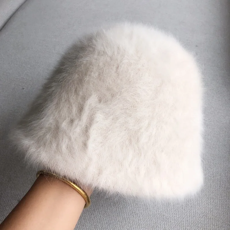 Зимняя женская шапка из кроличьего меха зимняя однотонная Панама панама рыбака