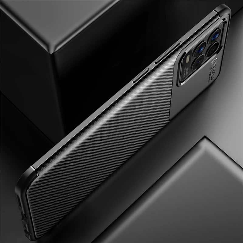 For Oppo Realme 8 Case Bumper Silicone Carbon Fiber Shockproof Back Cover For Oppo Realme 8 Case For Realme 8 6 7 8Pro 6.4 inch