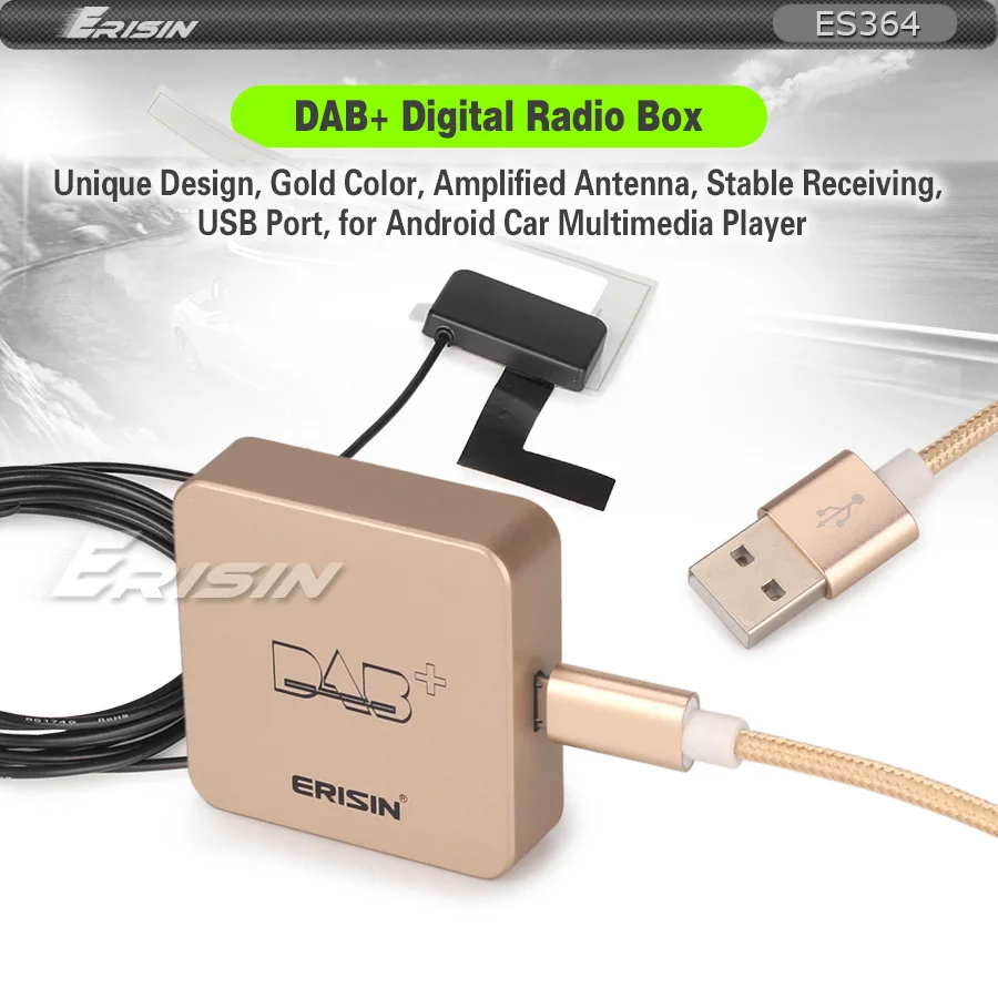 Erisin ES364 DAB+ цифровое радио коробка воздушная антенна для Android 7,1/8,1/9,0 радио